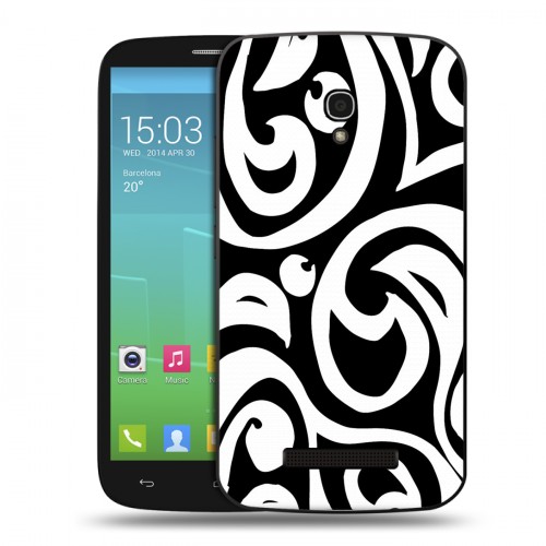 Дизайнерский пластиковый чехол для Alcatel One Touch Pop S9 Черно-белые фантазии
