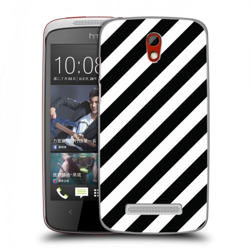 Дизайнерский пластиковый чехол для HTC Desire 500 Черно-белые фантазии
