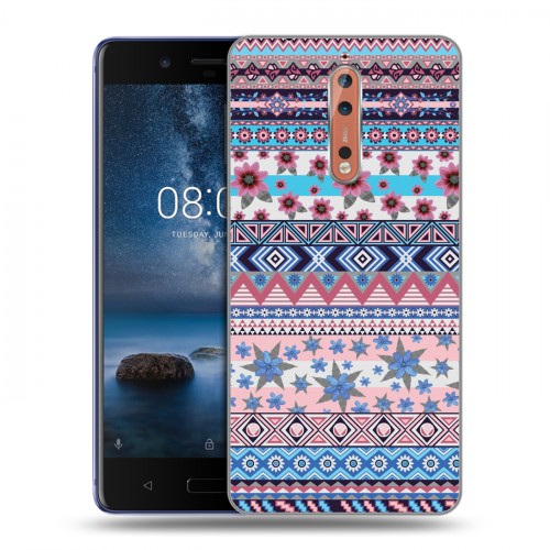 Дизайнерский пластиковый чехол для Nokia 8 Ацтекская флористика