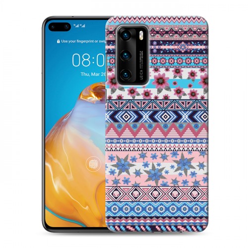 Дизайнерский пластиковый чехол для Huawei P40 Ацтекская флористика