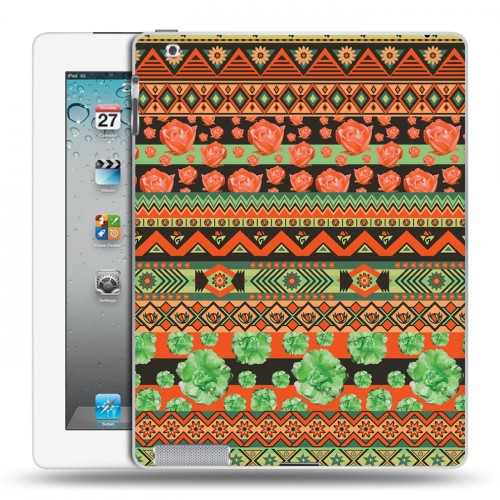 Дизайнерский пластиковый чехол для Ipad 2/3/4 Ацтекская флористика