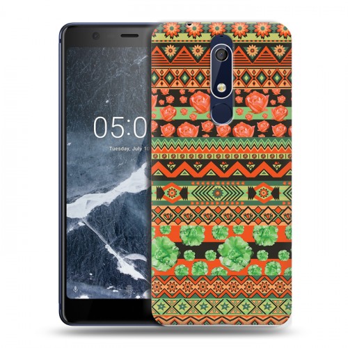 Дизайнерский пластиковый чехол для Nokia 5.1 Ацтекская флористика