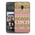 Дизайнерский пластиковый чехол для HTC Desire 700 Ацтекская флористика