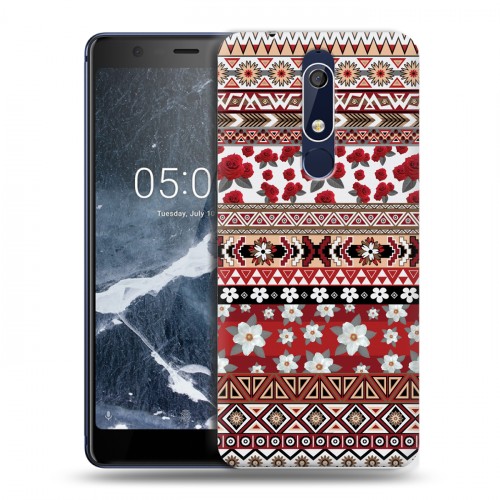 Дизайнерский пластиковый чехол для Nokia 5.1 Ацтекская флористика