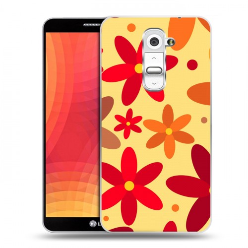 Дизайнерский пластиковый чехол для LG Optimus G2 Бежевые цветы