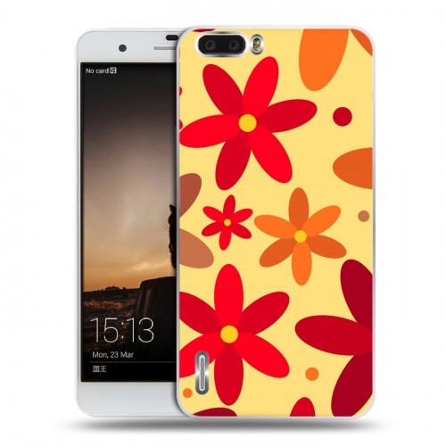 Дизайнерский пластиковый чехол для Huawei Honor 6 Plus Бежевые цветы