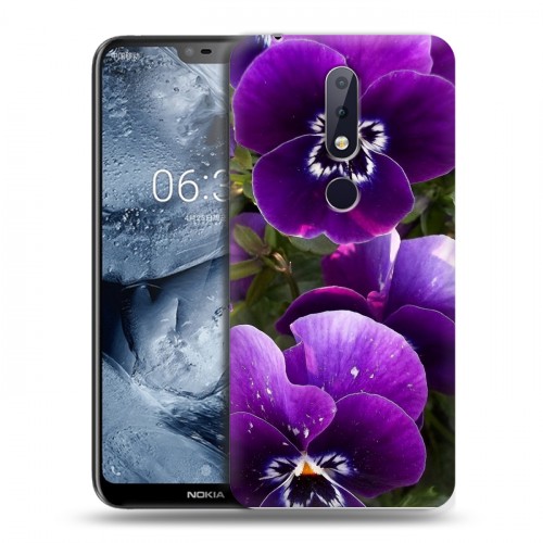 Дизайнерский пластиковый чехол для Nokia 6.1 Plus Анютины глазки