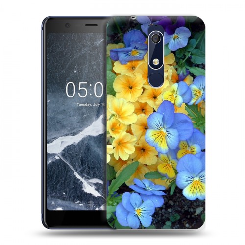 Дизайнерский пластиковый чехол для Nokia 5.1 Анютины глазки