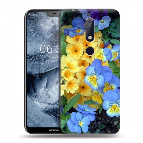 Дизайнерский пластиковый чехол для Nokia 6.1 Plus Анютины глазки