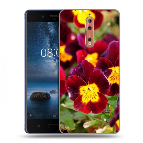 Дизайнерский пластиковый чехол для Nokia 8 Анютины глазки