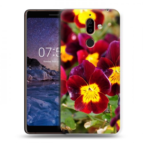 Дизайнерский пластиковый чехол для Nokia 7 Plus Анютины глазки