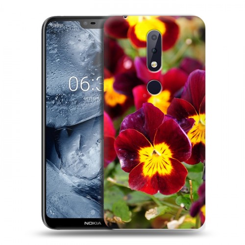 Дизайнерский силиконовый чехол для Nokia 6.1 Plus Анютины глазки