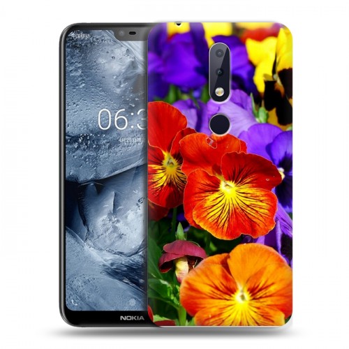 Дизайнерский силиконовый чехол для Nokia 6.1 Plus Анютины глазки