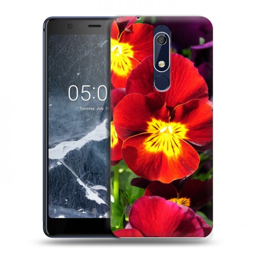 Дизайнерский пластиковый чехол для Nokia 5.1 Анютины глазки