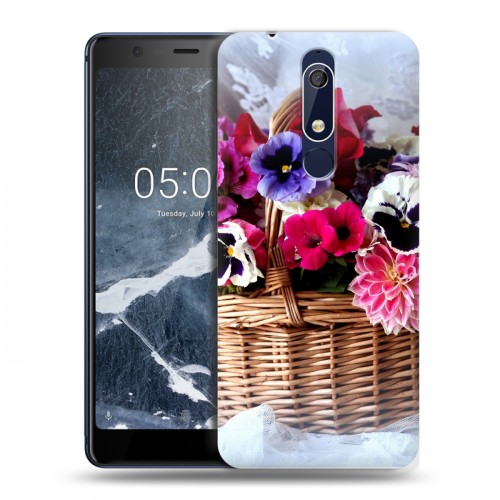 Дизайнерский пластиковый чехол для Nokia 5.1 Анютины глазки