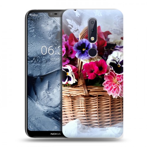 Дизайнерский силиконовый чехол для Nokia 6.1 Plus Анютины глазки