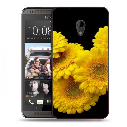 Дизайнерский пластиковый чехол для HTC Desire 700 Герберы