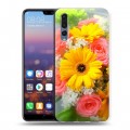 Дизайнерский силиконовый с усиленными углами чехол для Huawei P20 Pro Герберы