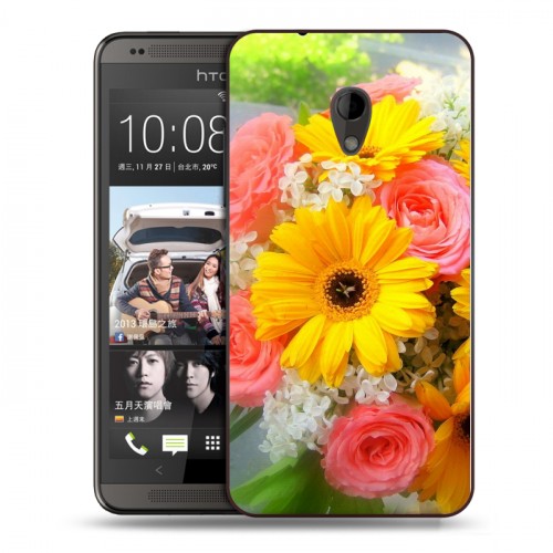 Дизайнерский пластиковый чехол для HTC Desire 700 Герберы