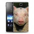 Дизайнерский пластиковый чехол для Sony Xperia TX Свинки