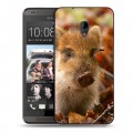 Дизайнерский пластиковый чехол для HTC Desire 700 Свинки