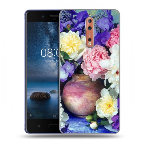 Дизайнерский пластиковый чехол для Nokia 8 Пионы