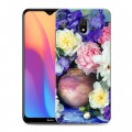 Дизайнерский силиконовый с усиленными углами чехол для Xiaomi RedMi 8A Пионы