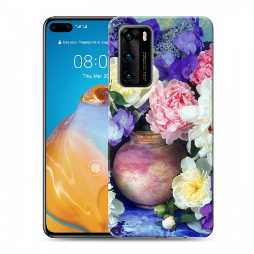 Дизайнерский пластиковый чехол для Huawei P40 Пионы