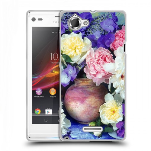 Дизайнерский пластиковый чехол для Sony Xperia L Пионы