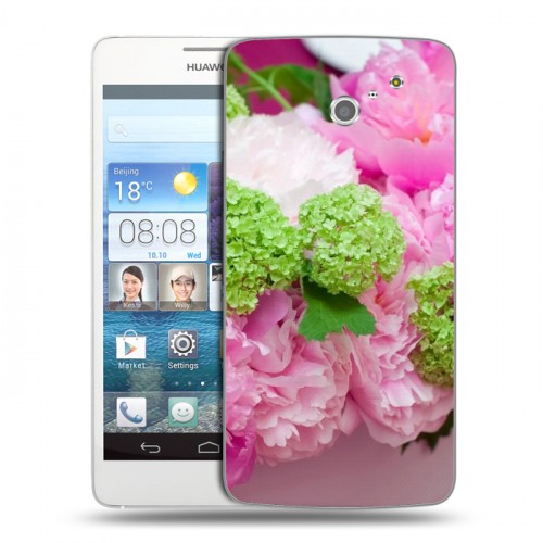 Дизайнерский пластиковый чехол для Huawei Ascend D2 Пионы