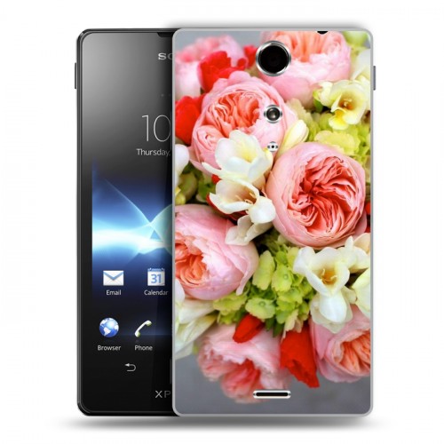 Дизайнерский пластиковый чехол для Sony Xperia TX Пионы