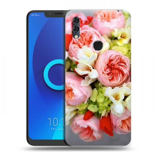 Дизайнерский силиконовый чехол для Alcatel 5V Пионы