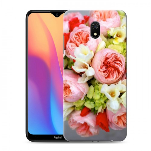 Дизайнерский силиконовый с усиленными углами чехол для Xiaomi RedMi 8A Пионы