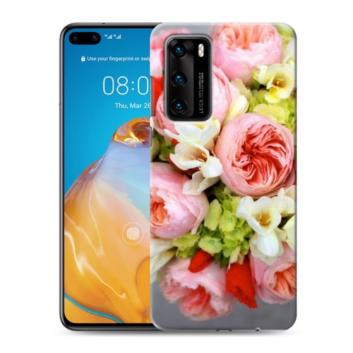 Дизайнерский пластиковый чехол для Huawei P40 Пионы