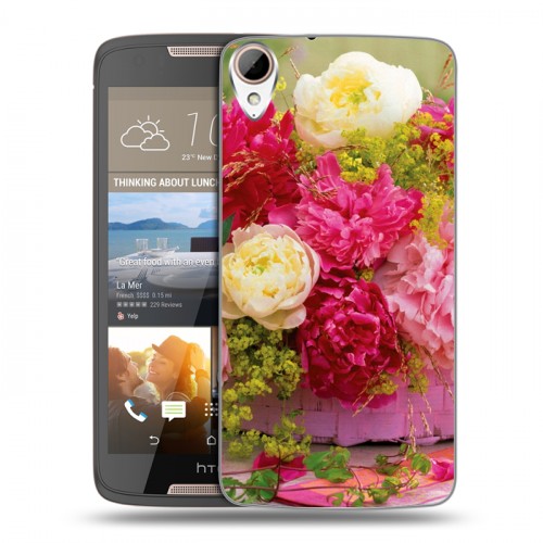 Дизайнерский пластиковый чехол для HTC Desire 828 Пионы