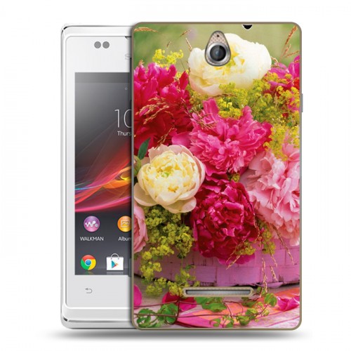 Дизайнерский пластиковый чехол для Sony Xperia E Пионы