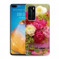 Дизайнерский силиконовый с усиленными углами чехол для Huawei P40 Пионы