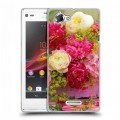 Дизайнерский пластиковый чехол для Sony Xperia L Пионы