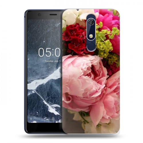 Дизайнерский пластиковый чехол для Nokia 5.1 Пионы