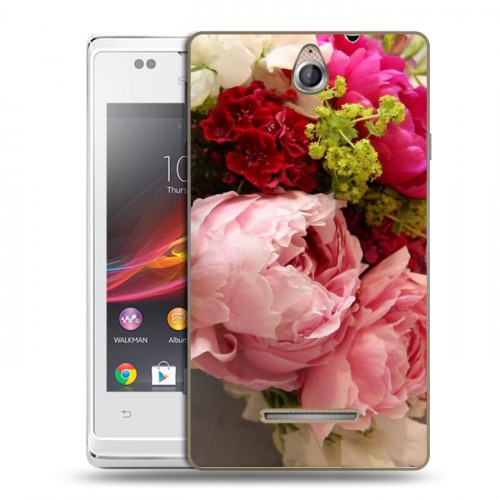 Дизайнерский пластиковый чехол для Sony Xperia E Пионы