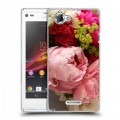 Дизайнерский пластиковый чехол для Sony Xperia L Пионы