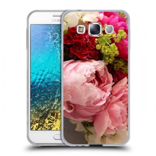 Дизайнерский пластиковый чехол для Samsung Galaxy E5 Пионы