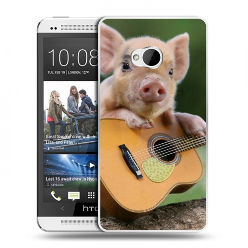 Дизайнерский пластиковый чехол для HTC One (M7) Dual SIM Свинки