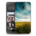 Дизайнерский пластиковый чехол для HTC Desire 700 Подсолнухи