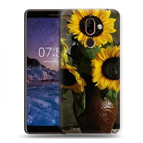 Дизайнерский пластиковый чехол для Nokia 7 Plus Подсолнухи