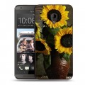 Дизайнерский пластиковый чехол для HTC Desire 700 Подсолнухи