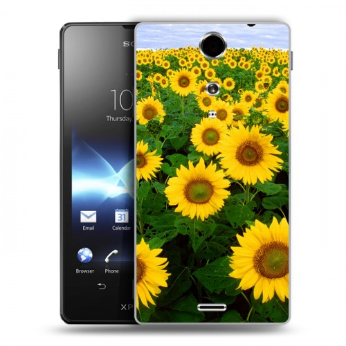 Дизайнерский пластиковый чехол для Sony Xperia TX Подсолнухи