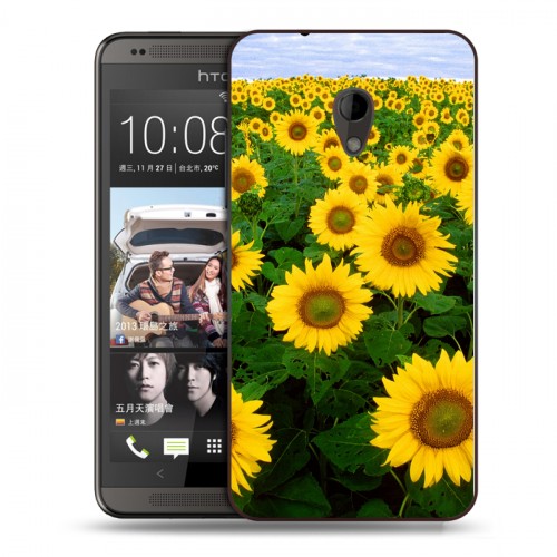 Дизайнерский пластиковый чехол для HTC Desire 700 Подсолнухи