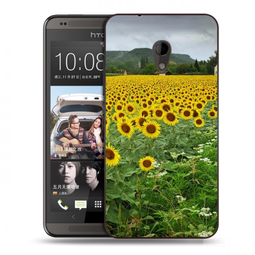 Дизайнерский пластиковый чехол для HTC Desire 700 Подсолнухи