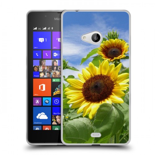 Дизайнерский пластиковый чехол для Microsoft Lumia 540 Подсолнухи